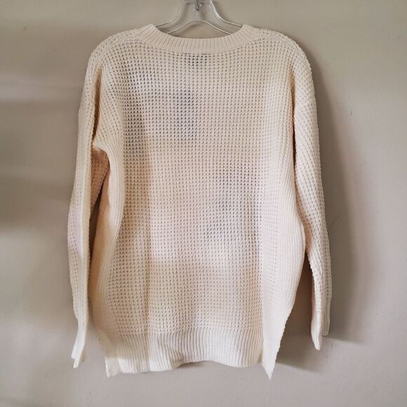 Women's Crew Neck Knit Sweater Flower Embroidered - Picture 8 of 8